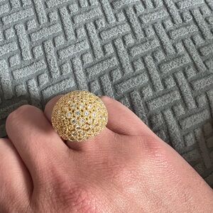 Gold (Brass) Pavé Dome Cocktail Ring - Approx Sz 9.5 Open to Offer